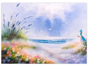 Tablou - Plaja romantică, pictură în ulei (70x50 cm)