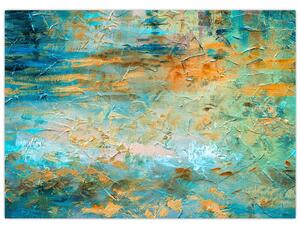 Tablou pe sticlă - Abstract albastru (70x50 cm)