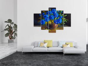 Tablou - Flori albastre în vază (150x105 cm)