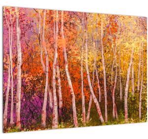 Tablou pe sticlă - Pădurea colorată (70x50 cm)