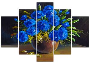 Tablou - Flori albastre în vază (150x105 cm)