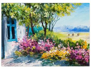 Tablou - Grădina din fața casei, pictură în ulei (70x50 cm)