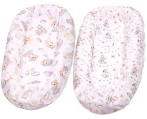 Set 2 Huse tip cearceaf cu elastic roata pentru baby nest Kidizi Koala Dreams Circus, include zona centrala impermeabila