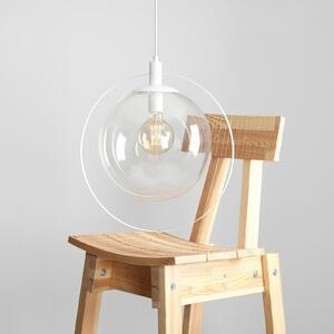 Lampă suspendată Aura, alb, metal, sticlă, transparentă, E27