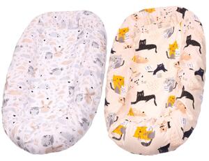Set 2 Huse tip cearceaf cu elastic roata pentru baby nest Kidizi Forest Friends Kitten Love, include zona centrala impermeabila