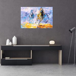 Tablou - Caii alergând, pictură în ulei (90x60 cm)