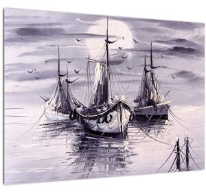 Tablou - Port marin, pictură în ulei (70x50 cm)