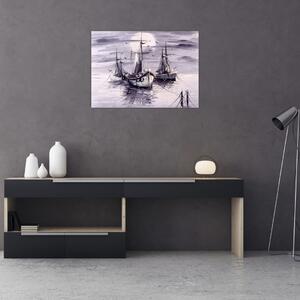 Tablou - Port marin, pictură în ulei (70x50 cm)