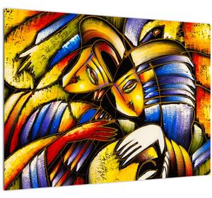 Tablou - Pictură în ulei, îndrăgostiții (70x50 cm)