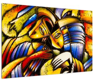 Tablou - Pictură în ulei, îndrăgostiții (90x60 cm)