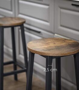 Set 2 scaune bar, design industrial, schelet de otel, H 65 cm, Maro/Negru