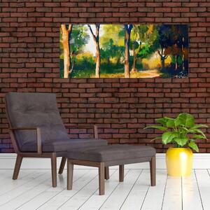 Tablou - Pădure de vară însorită, pictură (120x50 cm)