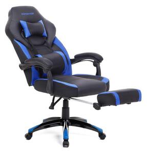 Scaun de birou/gaming cu spatar inalt, Albastru+Negru