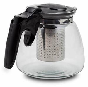 Ceainic din sticla Pufo cu filtru metalic, 900 ml, transparent- design elegant pentru infuzie perfecta de ceai