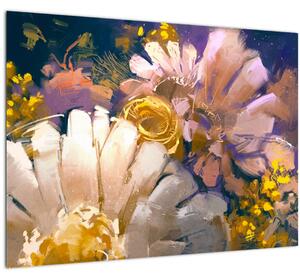 Tablou pe sticlă - Flori (70x50 cm)