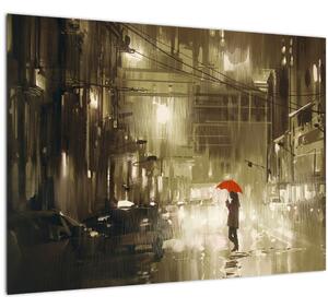 Tablou - Femeie într-o noapte ploioasă (70x50 cm)