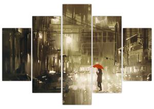Tablou - Femeie într-o noapte ploioasă (150x105 cm)