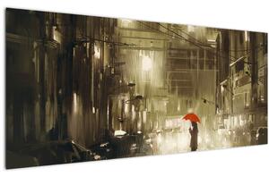 Tablou - Femeie într-o noapte ploioasă (120x50 cm)