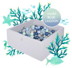 Piscina uscata cu 300 de bile (babyblue, mint, blue perlat, transparent) MeowBaby , Blue Lagoon, 90x90x40 cm, Gri