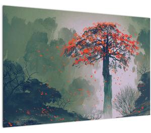 Tablou - Copacul roșu singuratic (90x60 cm)