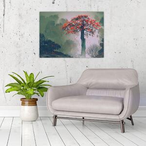 Tablou - Copacul roșu singuratic (70x50 cm)