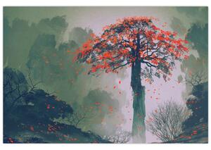 Tablou - Copacul roșu singuratic (90x60 cm)