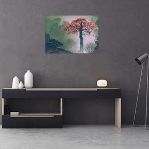Tablou - Copacul roșu singuratic (70x50 cm)