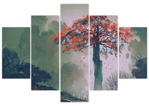 Tablou - Copacul roșu singuratic (150x105 cm)