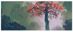 Tablou - Copacul roșu singuratic (120x50 cm)