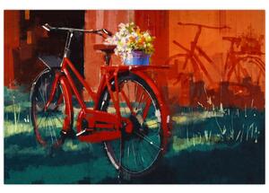 Tablou - Bicicleta roșie, pictură acrilică (90x60 cm)