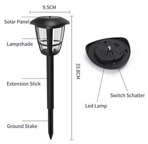 Aigostar - Set de 12 lămpi solare LED, 0,06 W/2 V, 33,8 cm, 6500 K, IP44, negru