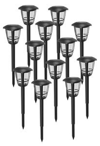 Aigostar - Set de 12 lămpi solare LED, 0,06 W/2 V, 33,8 cm, 6500 K, IP44, negru