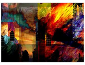 Tablou - Oraș colorat, abstracție (70x50 cm)
