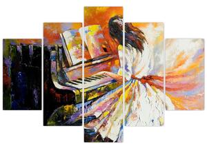 Tablou - Femeia cântând la pian (150x105 cm)