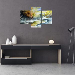 Tablou - Râu de iarnă, pictură în ulei (90x60 cm)