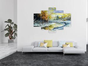 Tablou - Râu de iarnă, pictură în ulei (150x105 cm)