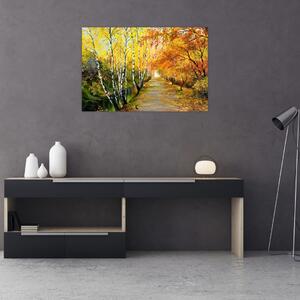 Tablou - Alee romantică de-a lungul apei, pictură în ulei (90x60 cm)