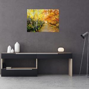 Tablou - Alee romantică de-a lungul apei, pictură în ulei (70x50 cm)