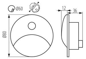 Kanlux 39136 - Lampă LED pentru trepte EXIN, cu senzor, 2,5W/230V, 4000K, IP65, neagră, rotundă