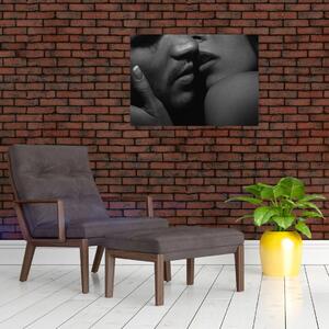 Tablou - Sărutul, fotografie alb-negru (70x50 cm)