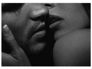Tablou - Sărutul, fotografie alb-negru (70x50 cm)