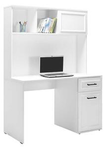Birou Adore Country cu biblioteca, Alb Mat, 120x167x60 cm