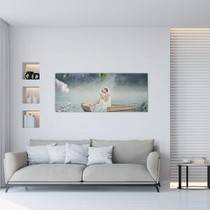 Tablou - Femeia pe barcă (120x50 cm)