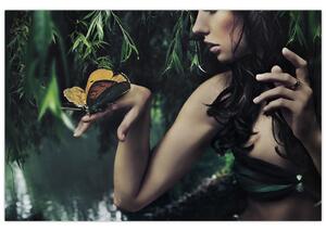 Tablou - Femeia grațioasă cu fluture (90x60 cm)