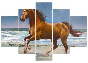 Tablou - Caii pe plajă (150x105 cm)