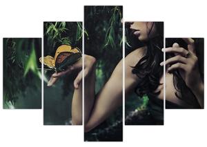 Tablou - Femeia grațioasă cu fluture (150x105 cm)