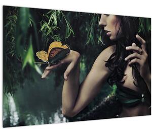 Tablou - Femeia grațioasă cu fluture (90x60 cm)