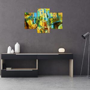 Tablou - Arhitectură, abstractizare cubistă (90x60 cm)