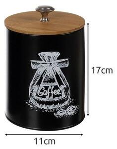 Set 4 recipiente pentru bucatarie, capac bambus, capacitate 1.5 L, negru mat, maro