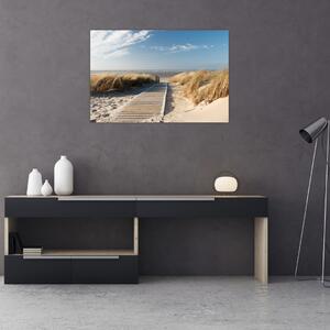 Tablou - Plaja cu nisip de pe insula Langeoog, Germania (90x60 cm)